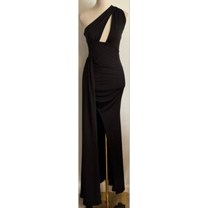 Women's Unbranded Black One-Shoulder Slit Maxi Dress S